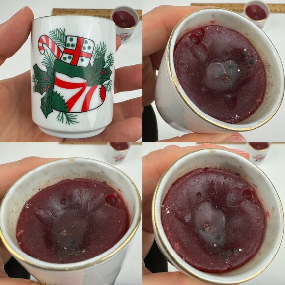 2 Vtg USED Small Christmas Santa Holiday Candles Ceramic Porcelain Holders READ - Picture 5 of 12